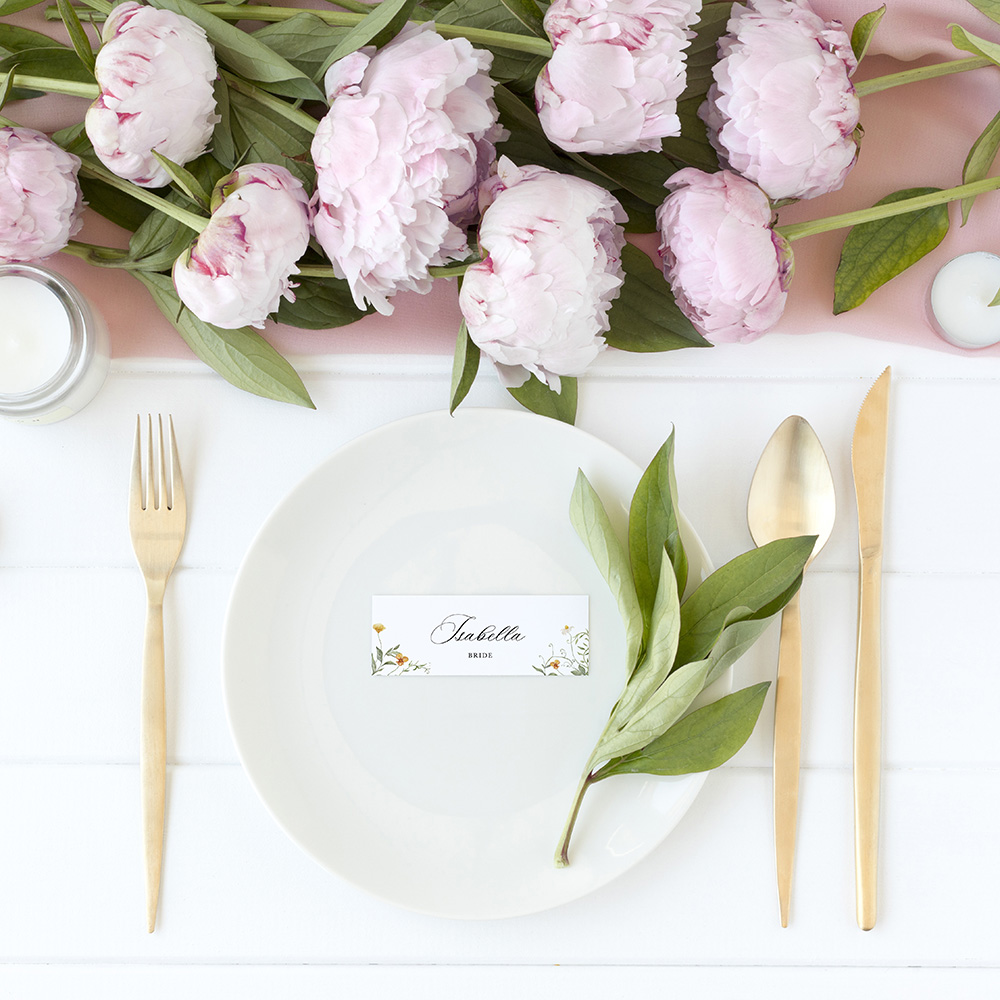 Golden Meadow Wildflower Wedding Place Cards | Spring